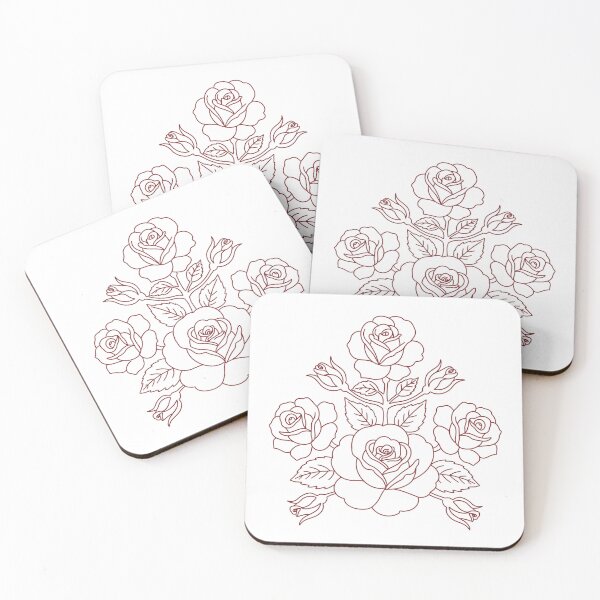 Item preview, Folk Art Rose Bouquet – Line Art Outline Illustration designed and sold by LaPolilladPapel.