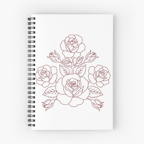 Item preview, Folk Art Rose Bouquet – Line Art Outline Illustration designed and sold by LaPolilladPapel.