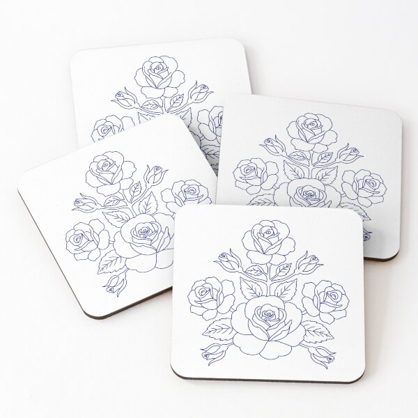 Item preview, Folk Art Rose Bouquet – Line Art Outline Illustration designed and sold by LaPolilladPapel.