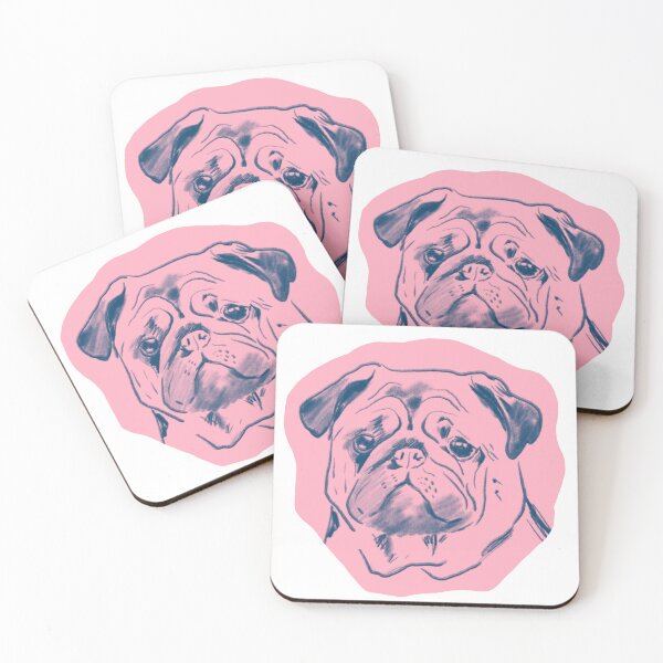 Item preview, Pink Pug Portrait Cute Dog Lover Illustration designed and sold by AnnaVikhrArt.