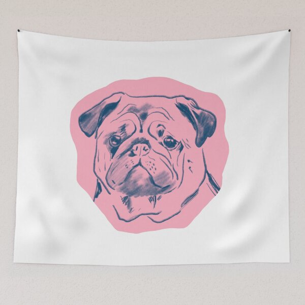 Item preview, Pink Pug Portrait Cute Dog Lover Illustration designed and sold by AnnaVikhrArt.