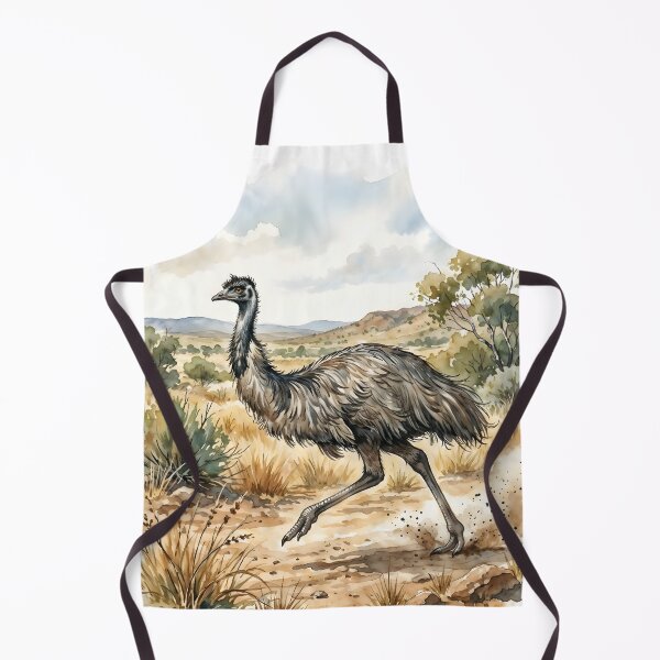 Item preview, Emu Watercolor Art - Running Australian Wildlife Outback Landscape designed and sold by RubisLeaf.