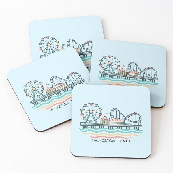 Item preview, Galveston Pleasure Pier Illustration – Retro Beach Amusement Park Coastal Texas Design designed and sold by SimplyJasper.