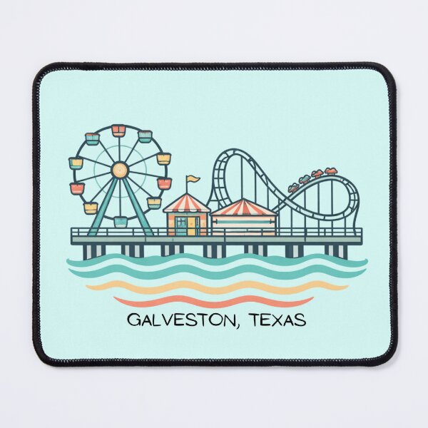 Item preview, Galveston Pleasure Pier Illustration – Retro Beach Amusement Park Coastal Texas Design designed and sold by SimplyJasper.