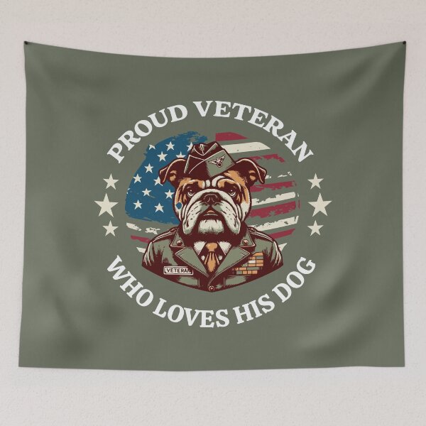 Item preview, Proud Veteran Dog Lover Patriotic Bulldog Military Veteran USA Flag Design designed and sold by Sachie's Studio.