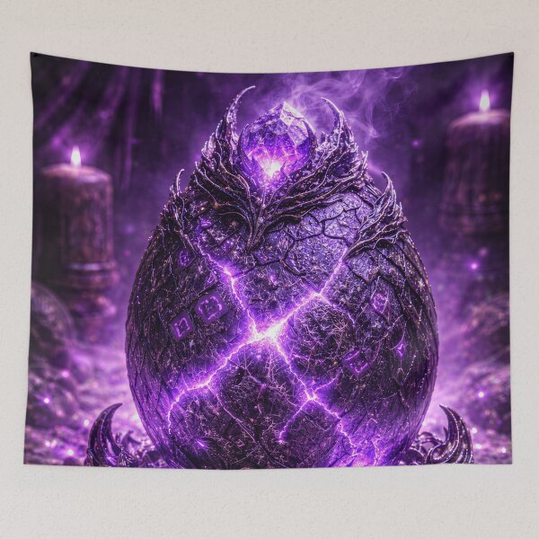 Item preview, Arcane Dragon Egg – Glowing Purple Cracks, Mystical Aura, Powerful Magic, Dark Fantasy Artifact designed and sold by DrakariArt.