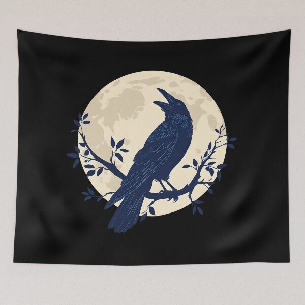 Artikelvorschau, Rabe im Vollmond – Gotische Nachtsilhouette entworfen und verkauft von Karolina’s Cozy Creations.