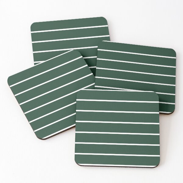 Item preview, Forest Green And White horizontal Pinstripes Pattern designed and sold by pattern-archive.
