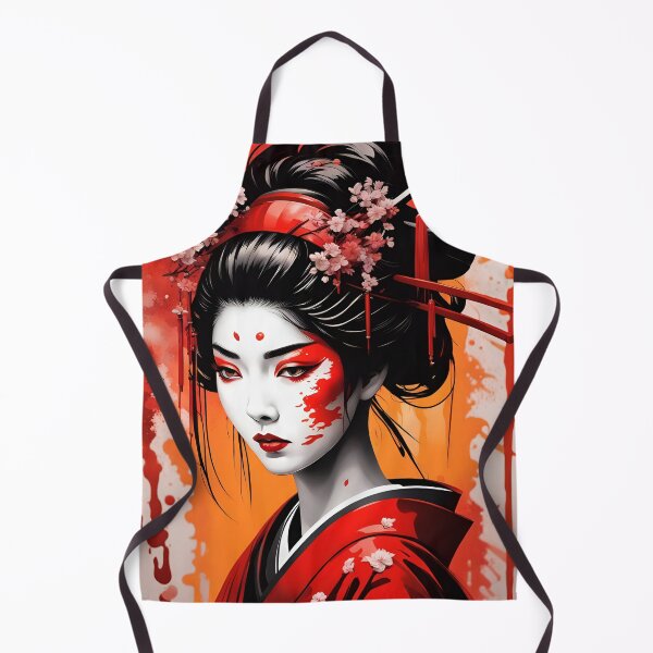 Item preview, Geisha orange and red splash art, traditional hairstyle designed and sold by Coolparrotgirl.
