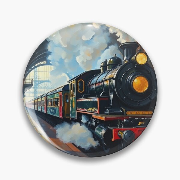 Item preview, A steam train in Ore station. designed and sold by oldMastersofart.