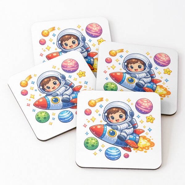 Item preview, Cute Child Astronaut Riding Rocket - Colorful Space Adventure designed and sold by MKreative Studio.