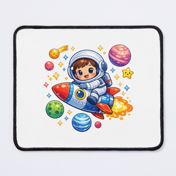 Item preview, Cute Child Astronaut Riding Rocket - Colorful Space Adventure designed and sold by MKreative Studio.