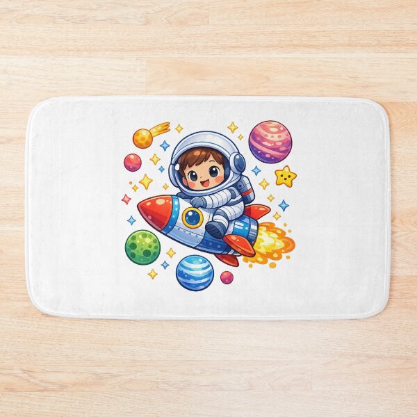 Item preview, Cute Child Astronaut Riding Rocket - Colorful Space Adventure designed and sold by MKreative Studio.