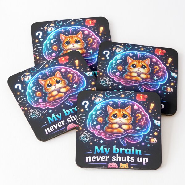 Item preview, Overthinking Cat Brain Anxiety Design designed and sold by Moody Vibes Studio.