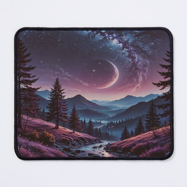 Item preview, Celestial Night Sky Over Mountains – Dreamy Galaxy Moon Landscape Art designed and sold by BeautifulVirtues.