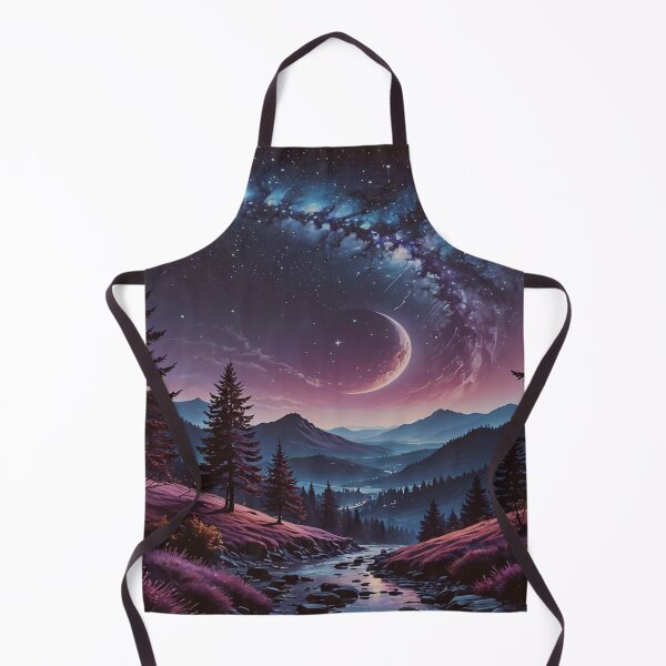 Item preview, Celestial Night Sky Over Mountains – Dreamy Galaxy Moon Landscape Art designed and sold by BeautifulVirtues.