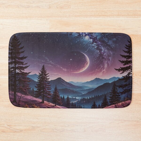 Item preview, Celestial Night Sky Over Mountains – Dreamy Galaxy Moon Landscape Art designed and sold by BeautifulVirtues.
