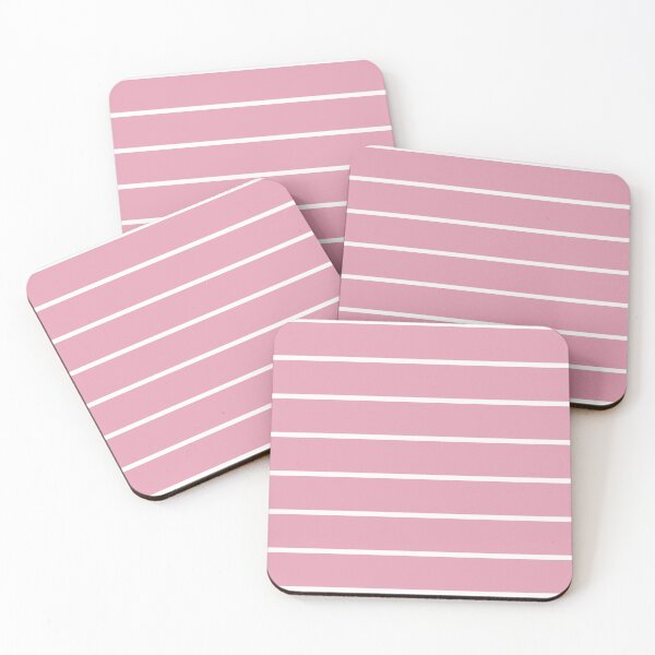 Item preview, Rose And White horizontal Pinstripes Pattern designed and sold by pattern-archive.