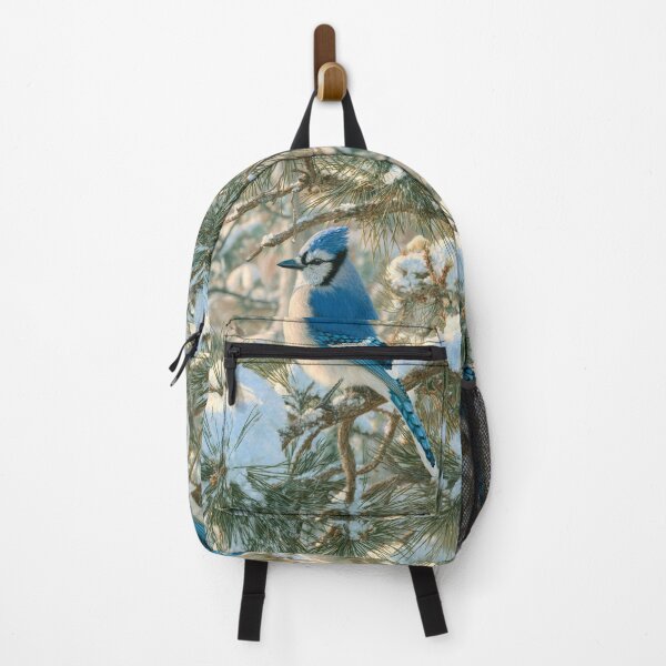 Item preview, A Blue Jay darting in snowy pine branches, Birds in Motion designed and sold by CDC40.