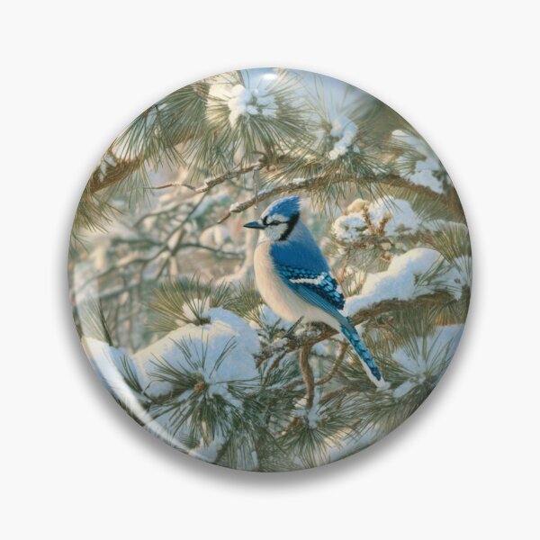 Item preview, A Blue Jay darting in snowy pine branches, Birds in Motion designed and sold by CDC40.