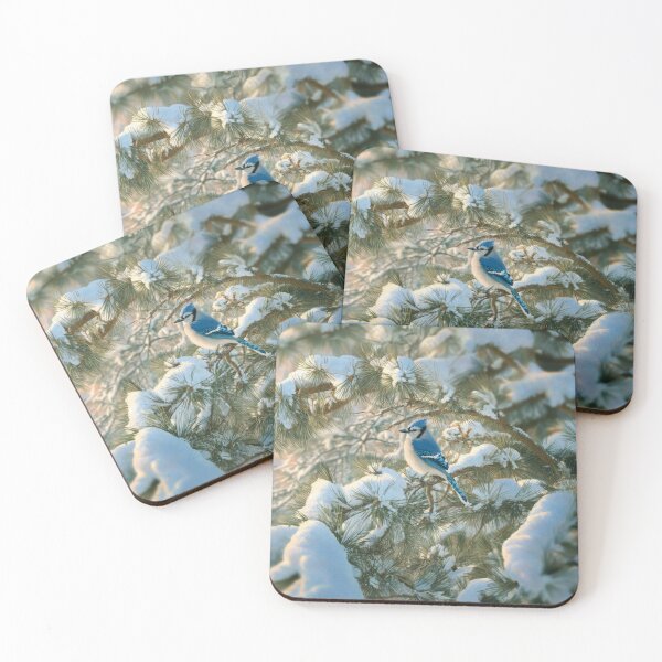 Item preview, A Blue Jay darting in snowy pine branches, Birds in Motion designed and sold by CDC40.