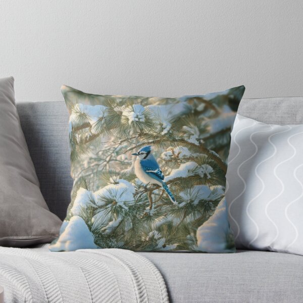 Item preview, A Blue Jay darting in snowy pine branches, Birds in Motion designed and sold by CDC40.