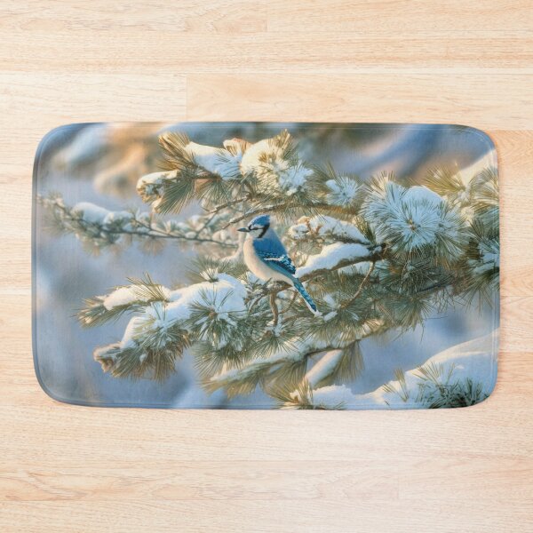 Item preview, A Blue Jay darting in snowy pine branches, Birds in Motion designed and sold by CDC40.