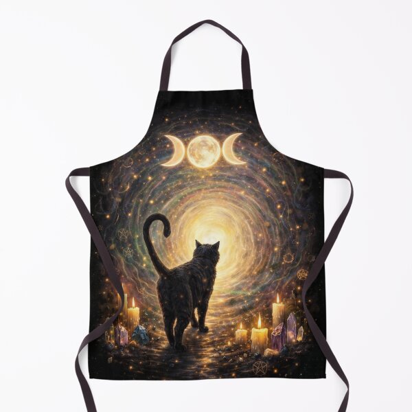 Item preview, Black cat silhouette (My Familiar) walking toward a radiant cosmic portal designed and sold by MysticOzzy.