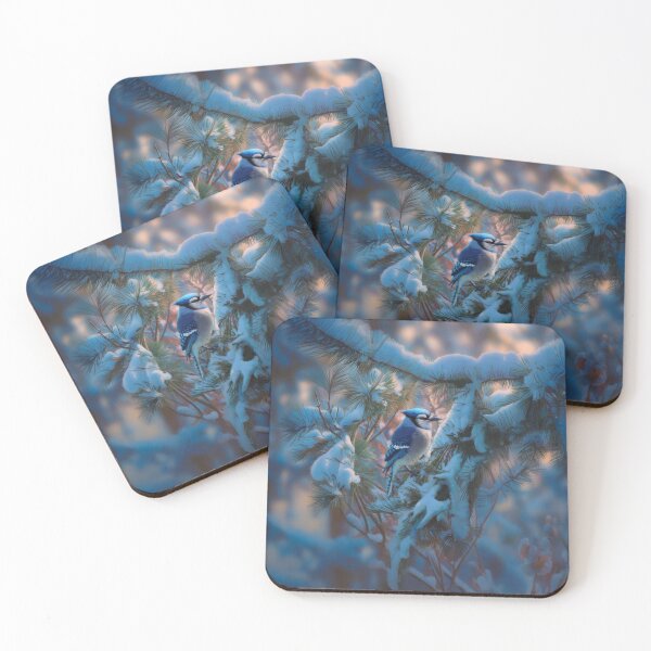 Item preview, A Blue Jay darting in snowy pine branches, Birds in Motion designed and sold by CDC40.