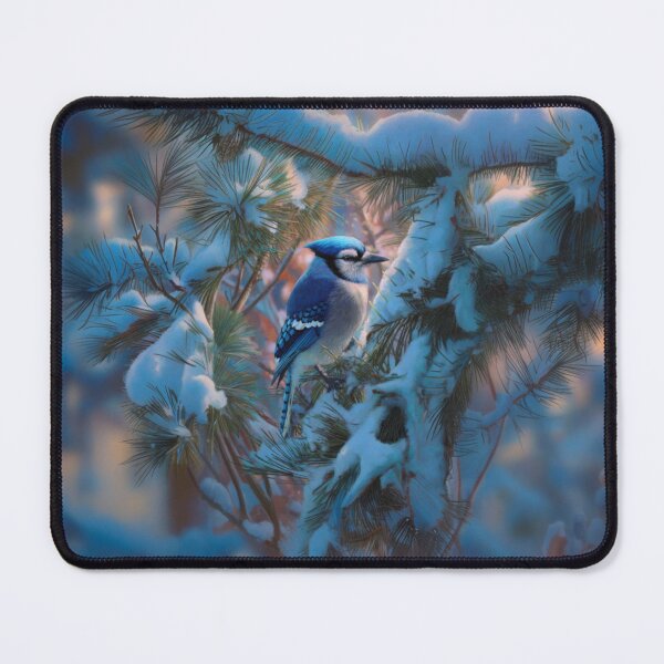 Item preview, A Blue Jay darting in snowy pine branches, Birds in Motion designed and sold by CDC40.