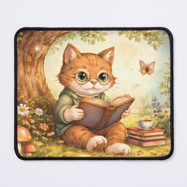 Item preview, Bookplate - Cat Reading Under a Tree designed and sold by Glenn Slingsby.