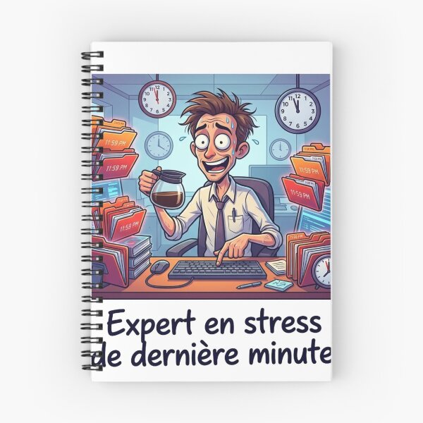 Aperçu de l'œuvre Expert en Stress et Dernière Minute Humour créée et vendue par GZMERCH.