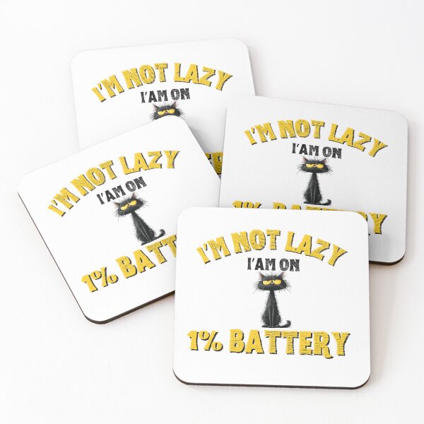 Item preview, I’m Not Lazy I’m On 1% Battery Funny Cat Shirt designed and sold by Wild Pixel Studio.