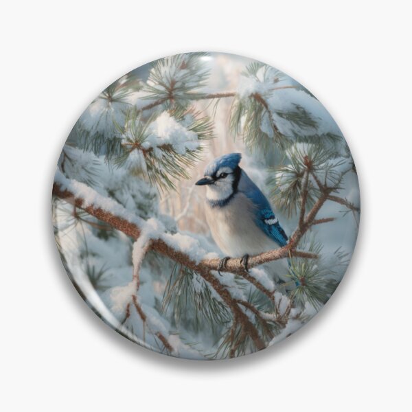 Item preview, A Blue Jay darting in snowy pine branches, Birds in Motion designed and sold by CDC40.