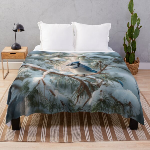 Item preview, A Blue Jay darting in snowy pine branches, Birds in Motion designed and sold by CDC40.