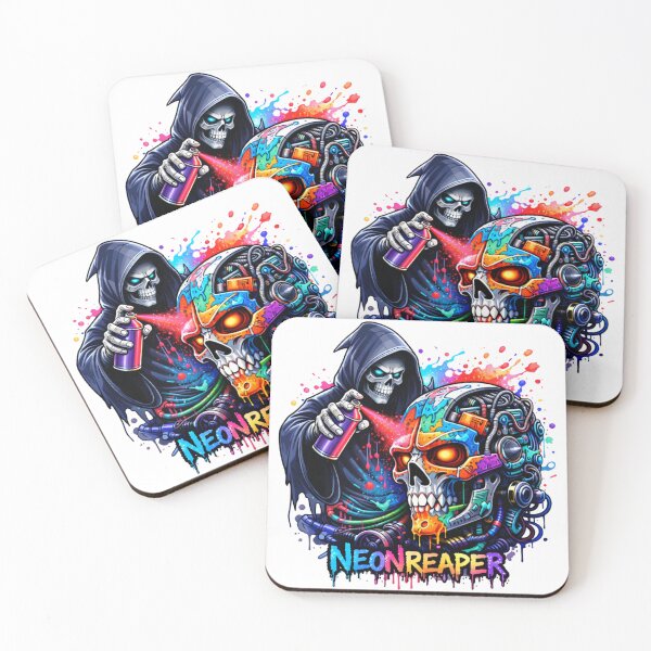 Item preview, Neon Reaper Cyber Skull Graffiti Design, Streetwear  designed and sold by jimbo7664.