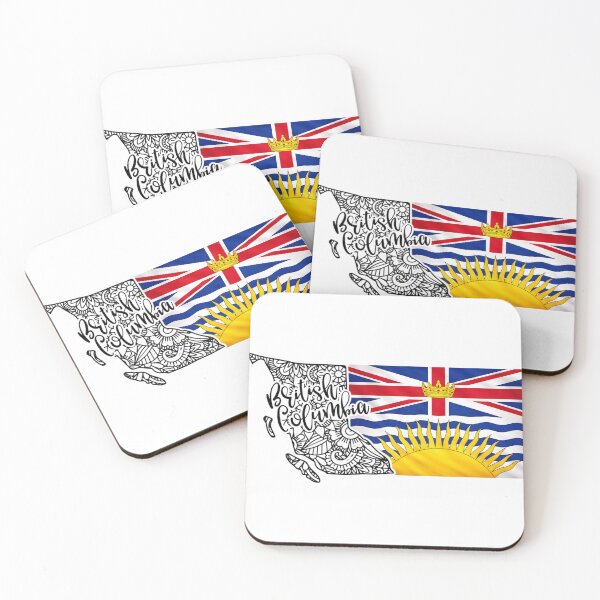 Item preview, British Columbia Flag & Doodle Map | Canada Province Artistic Design designed and sold by ArcticFoxStudio.