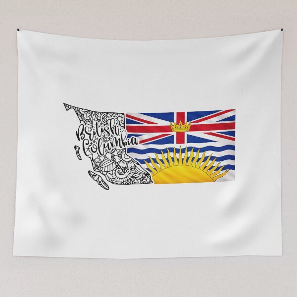 Item preview, British Columbia Flag & Doodle Map | Canada Province Artistic Design designed and sold by ArcticFoxStudio.