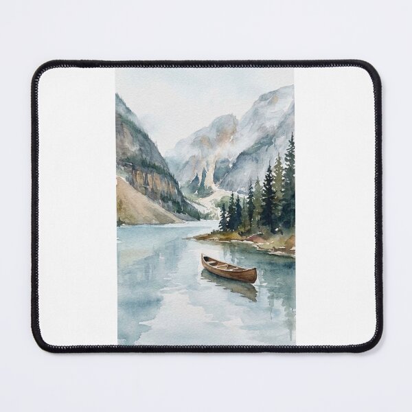 Item preview, Quiet Mountain View with river and boat designed and sold by carlsmart1.