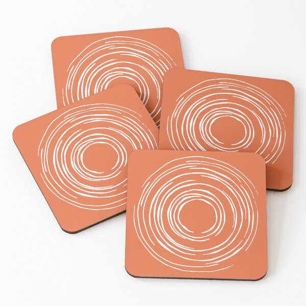 Item preview, Circle II, Line Drawing Symmetric Minimalist Aesthetic Design, Orange Coral designed and sold by SWSandraWechner.
