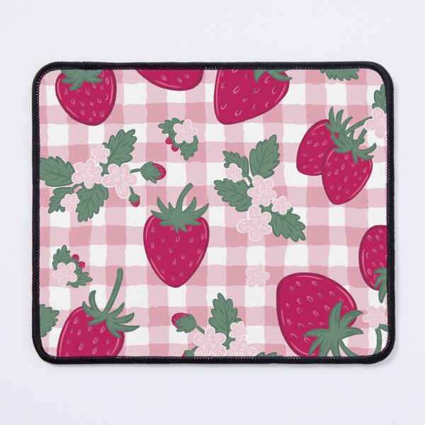 Item preview, pink strawberry gingham designed and sold by KitschByKate.