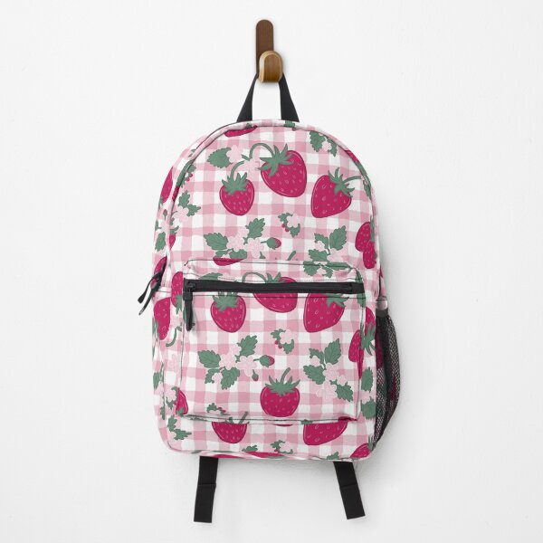 Item preview, pink strawberry gingham designed and sold by KitschByKate.