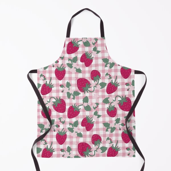 Item preview, pink strawberry gingham designed and sold by KitschByKate.