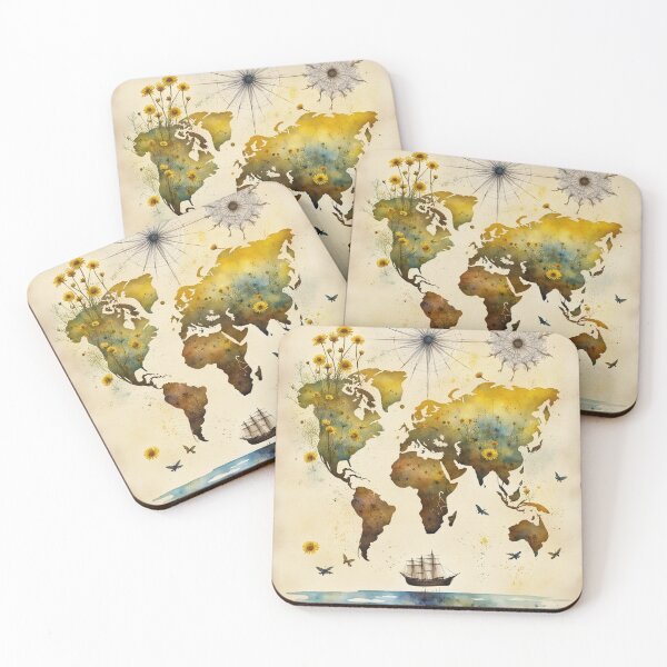 Item preview, Beautiful old map, landscape,  mountains, lake, trees, ocean, sailing designed and sold by Coolparrotgirl.