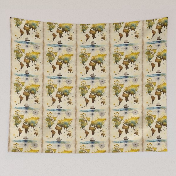 Item preview, Beautiful old map, landscape,  mountains, lake, trees, ocean, sailing designed and sold by Coolparrotgirl.