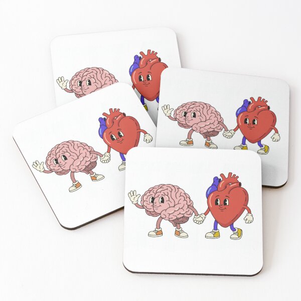 Item preview, Brain & Heart Holding Hands – Retro Cartoon Characters designed and sold by LaPolilladPapel.