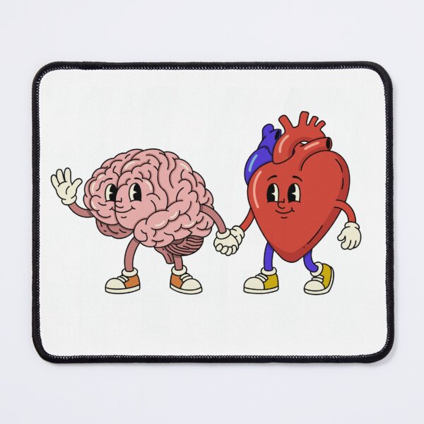 Item preview, Brain & Heart Holding Hands – Retro Cartoon Characters designed and sold by LaPolilladPapel.
