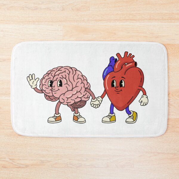 Item preview, Brain & Heart Holding Hands – Retro Cartoon Characters designed and sold by LaPolilladPapel.