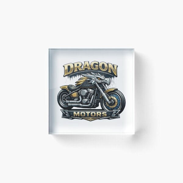 Item preview, Dragon Motors Custom Chopper Motorcycle Gold Chrome Biker Art designed and sold by SasquatchTrail.