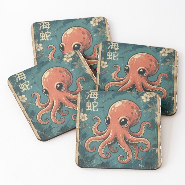 Item preview, Cute Vintage Japanese Octopus Art – Retro Manga Style Sea Creature Illustration designed and sold by YYoYY.